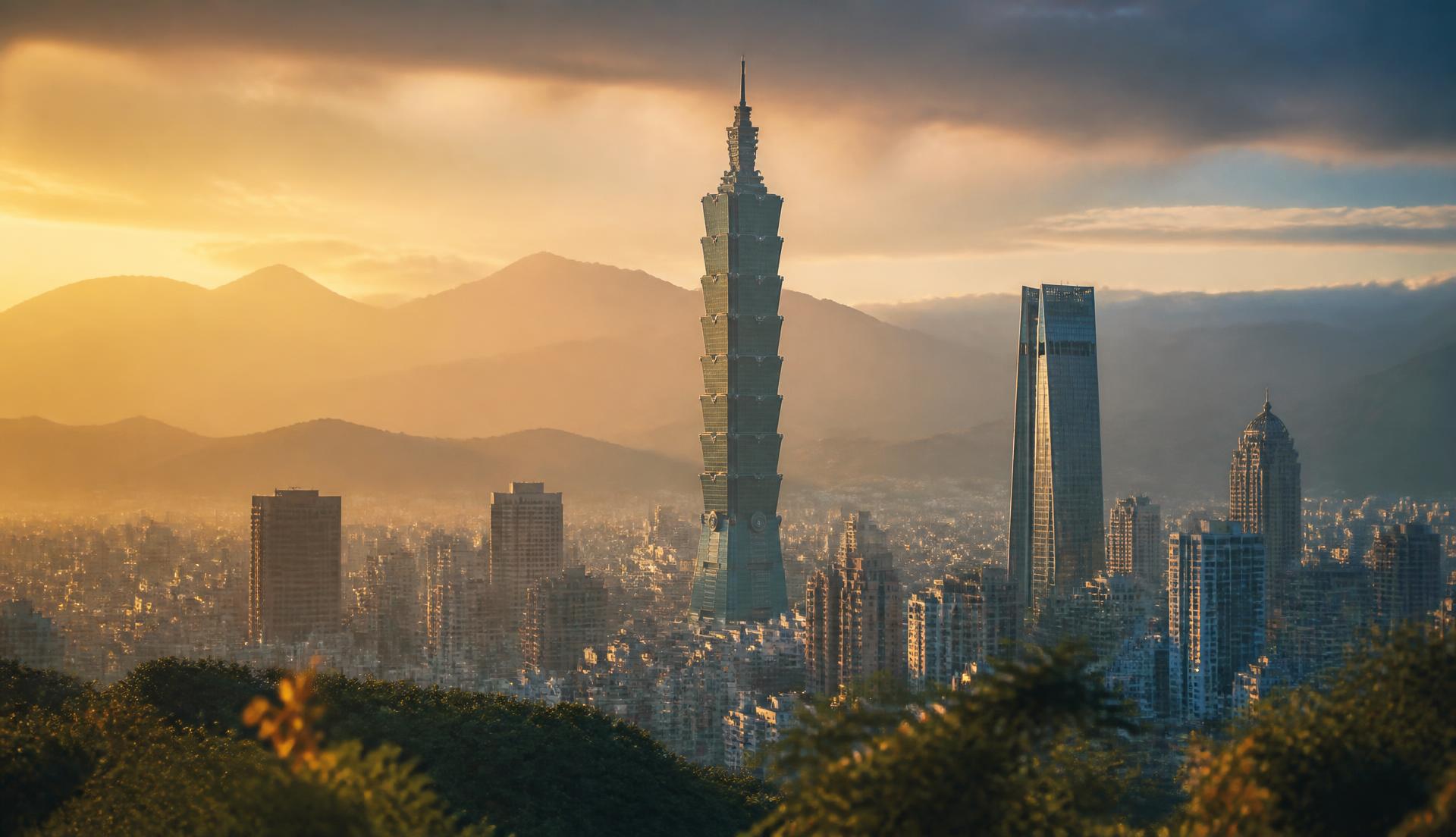 Taipei skyline at golden dusk
